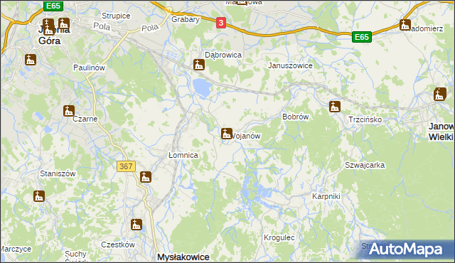 mapa Wojanów, Wojanów na mapie Targeo