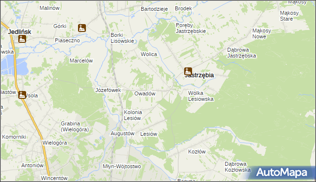 mapa Wojciechów gmina Jastrzębia, Wojciechów gmina Jastrzębia na mapie Targeo