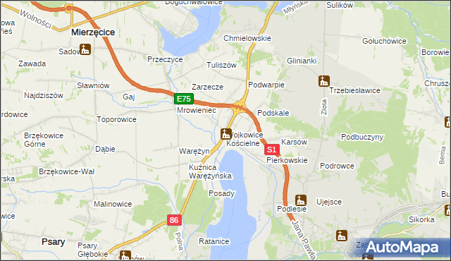 mapa Wojkowice Kościelne, Wojkowice Kościelne na mapie Targeo