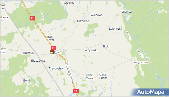 mapa Wojnówko gmina Okonek, Wojnówko gmina Okonek na mapie Targeo