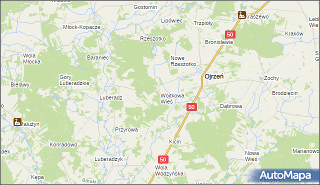 mapa Wojtkowa Wieś, Wojtkowa Wieś na mapie Targeo