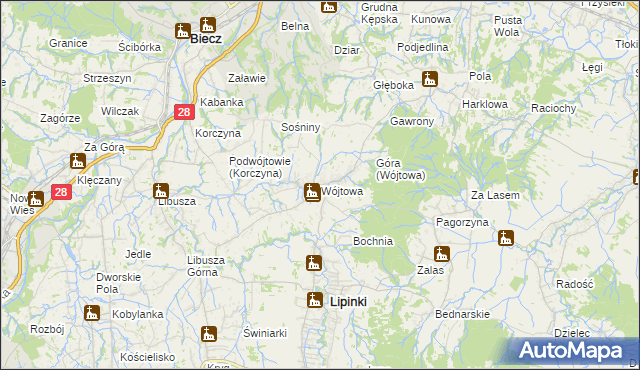 mapa Wójtowa, Wójtowa na mapie Targeo