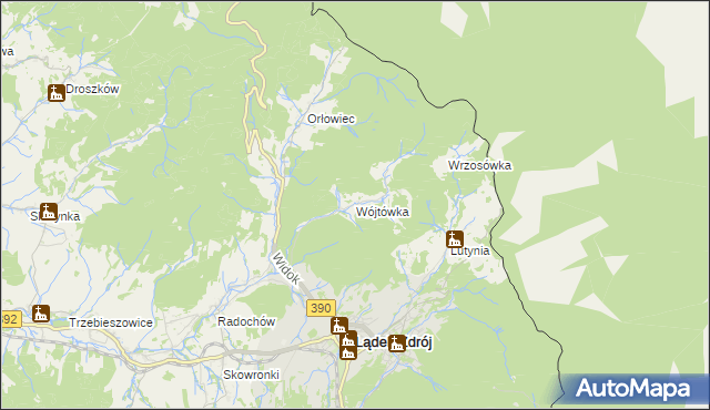 mapa Wójtówka gmina Lądek-Zdrój, Wójtówka gmina Lądek-Zdrój na mapie Targeo