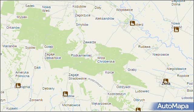 mapa Wola Chroberska, Wola Chroberska na mapie Targeo