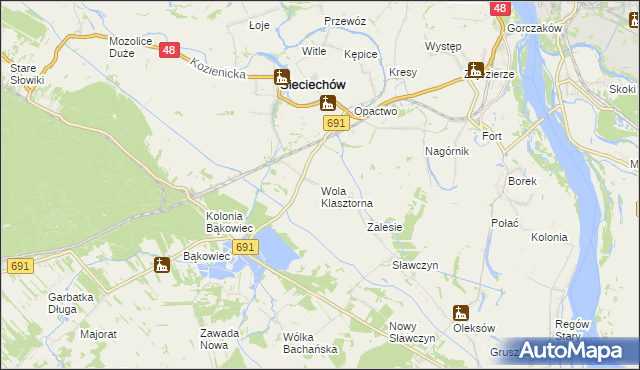 mapa Wola Klasztorna, Wola Klasztorna na mapie Targeo