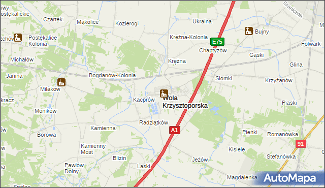 mapa Wola Krzysztoporska, Wola Krzysztoporska na mapie Targeo