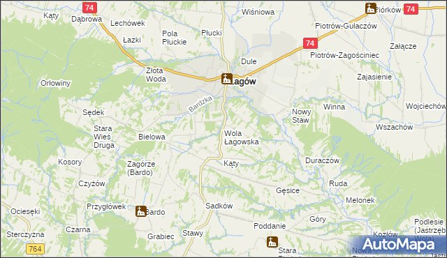 mapa Wola Łagowska, Wola Łagowska na mapie Targeo