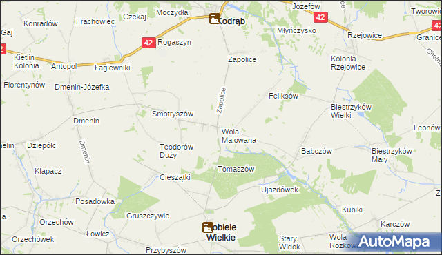 mapa Wola Malowana, Wola Malowana na mapie Targeo