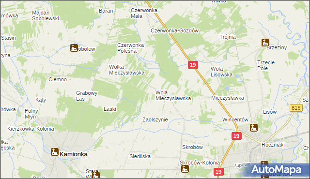 mapa Wola Mieczysławska, Wola Mieczysławska na mapie Targeo