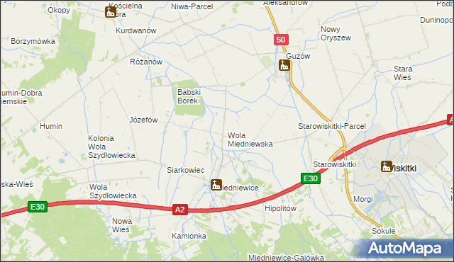 mapa Wola Miedniewska, Wola Miedniewska na mapie Targeo