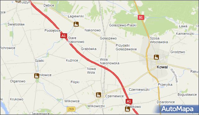 mapa Wola Nakonowska, Wola Nakonowska na mapie Targeo