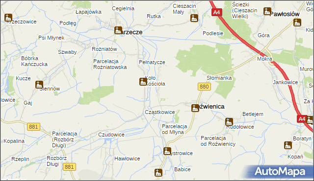 mapa Wola Roźwienicka, Wola Roźwienicka na mapie Targeo