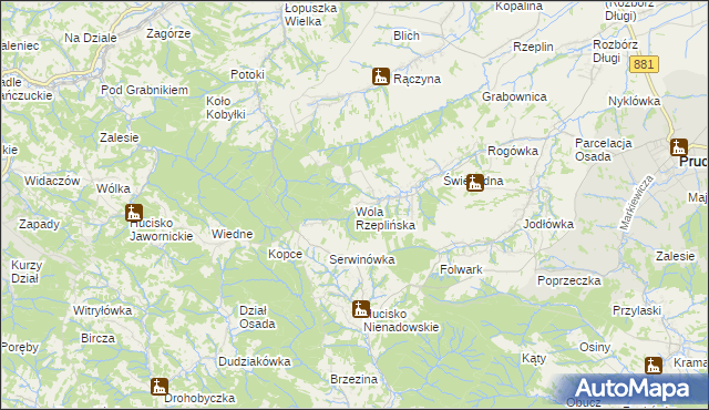 mapa Wola Rzeplińska, Wola Rzeplińska na mapie Targeo