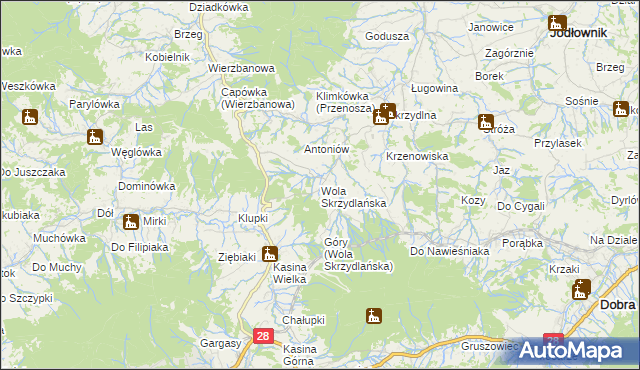 mapa Wola Skrzydlańska, Wola Skrzydlańska na mapie Targeo