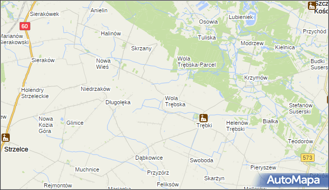 mapa Wola Trębska, Wola Trębska na mapie Targeo