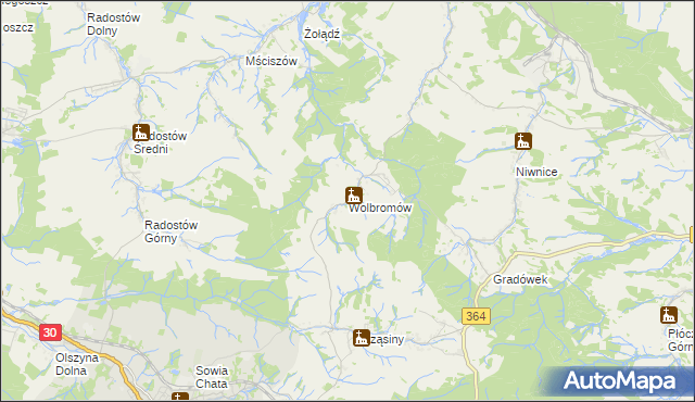 mapa Wolbromów, Wolbromów na mapie Targeo