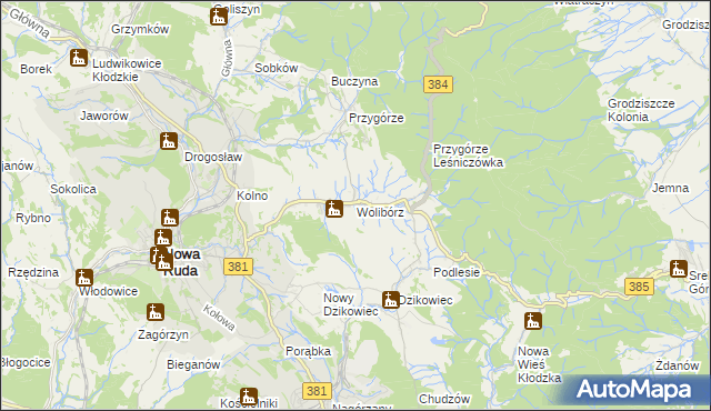 mapa Wolibórz, Wolibórz na mapie Targeo