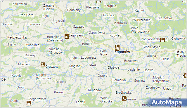 mapa Wolica gmina Łapanów, Wolica gmina Łapanów na mapie Targeo