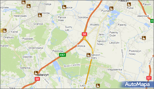 mapa Wolica gmina Nadarzyn, Wolica gmina Nadarzyn na mapie Targeo