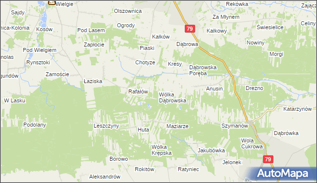 mapa Wólka Dąbrowska, Wólka Dąbrowska na mapie Targeo