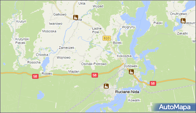 mapa Wólka gmina Ruciane-Nida, Wólka gmina Ruciane-Nida na mapie Targeo