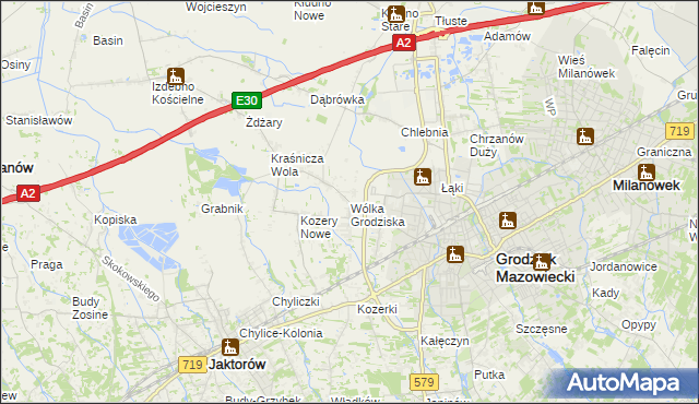 mapa Wólka Grodziska gmina Grodzisk Mazowiecki, Wólka Grodziska gmina Grodzisk Mazowiecki na mapie Targeo