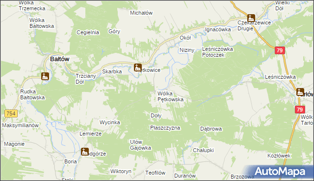 mapa Wólka Pętkowska, Wólka Pętkowska na mapie Targeo