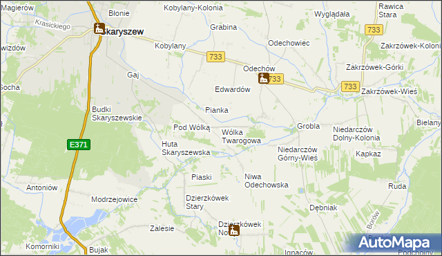 mapa Wólka Twarogowa, Wólka Twarogowa na mapie Targeo