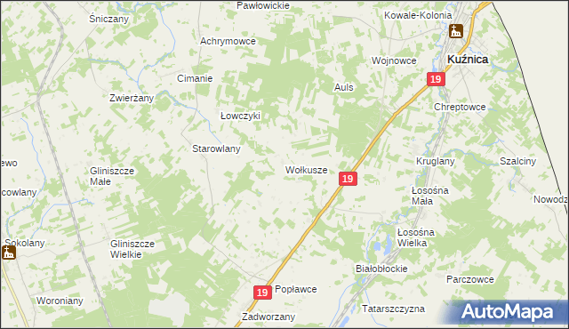 mapa Wołkusze, Wołkusze na mapie Targeo