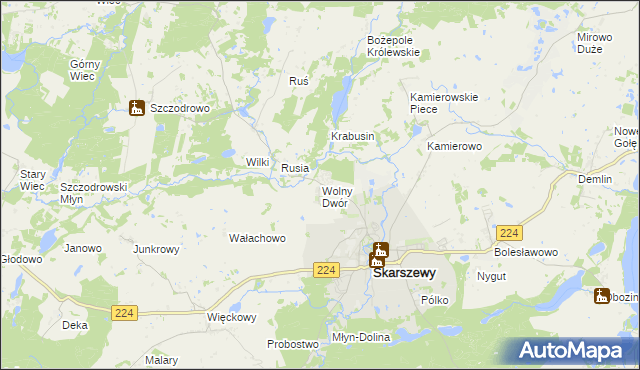 mapa Wolny Dwór, Wolny Dwór na mapie Targeo