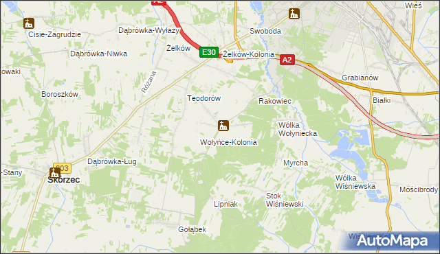 mapa Wołyńce gmina Siedlce, Wołyńce gmina Siedlce na mapie Targeo