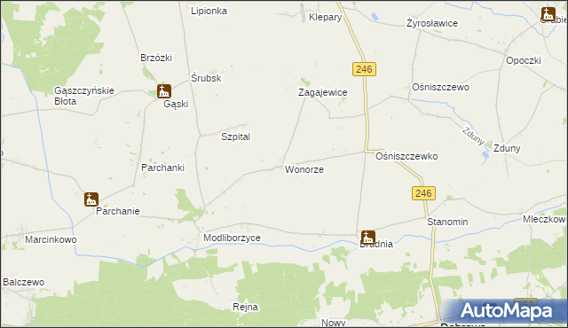 mapa Wonorze, Wonorze na mapie Targeo