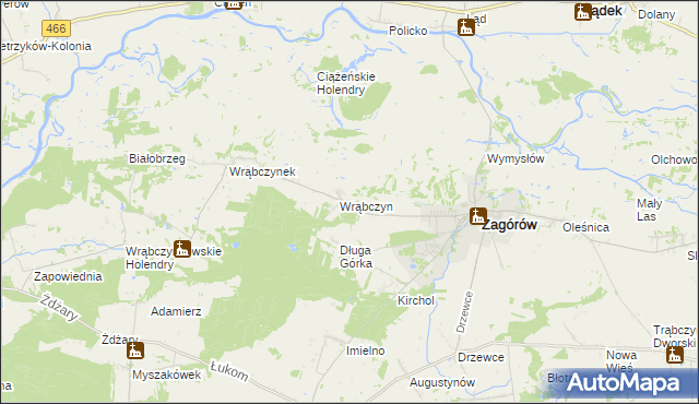 mapa Wrąbczyn Górski, Wrąbczyn Górski na mapie Targeo