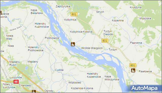 mapa Wróble-Wargocin, Wróble-Wargocin na mapie Targeo