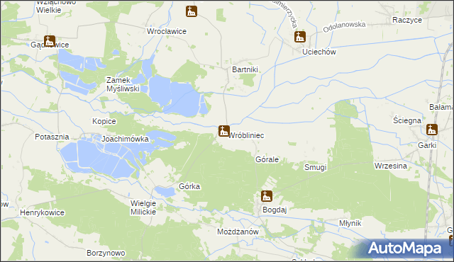 mapa Wróbliniec, Wróbliniec na mapie Targeo