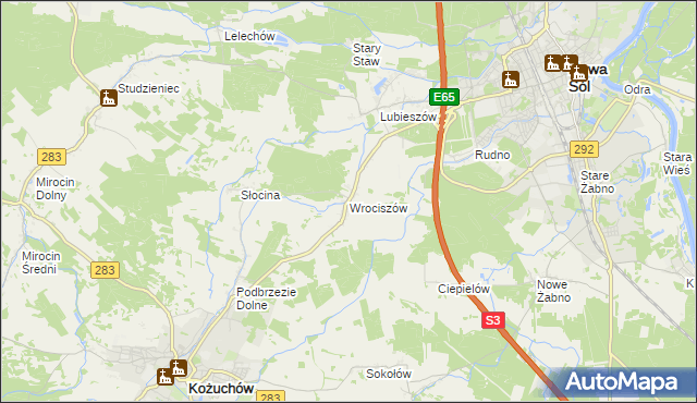 mapa Wrociszów, Wrociszów na mapie Targeo