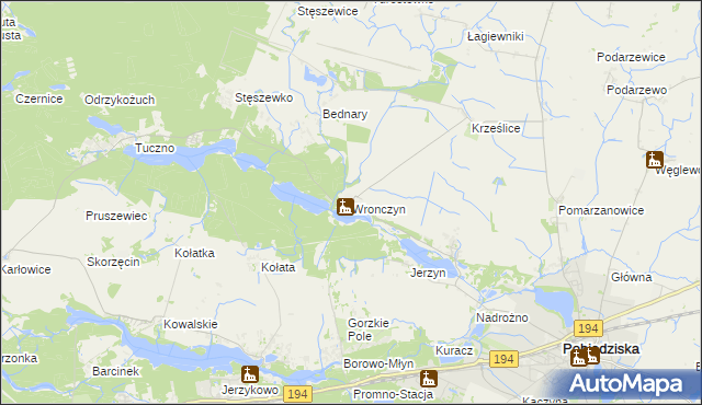 mapa Wronczyn gmina Pobiedziska, Wronczyn gmina Pobiedziska na mapie Targeo