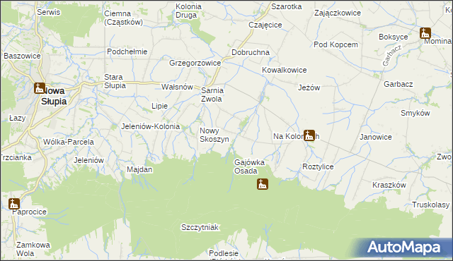 mapa Wronów gmina Waśniów, Wronów gmina Waśniów na mapie Targeo