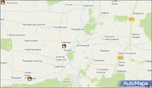mapa Wronowice gmina Werbkowice, Wronowice gmina Werbkowice na mapie Targeo