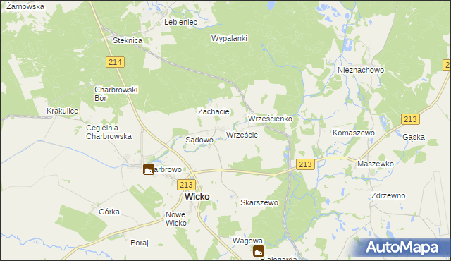 mapa Wrzeście gmina Wicko, Wrzeście gmina Wicko na mapie Targeo