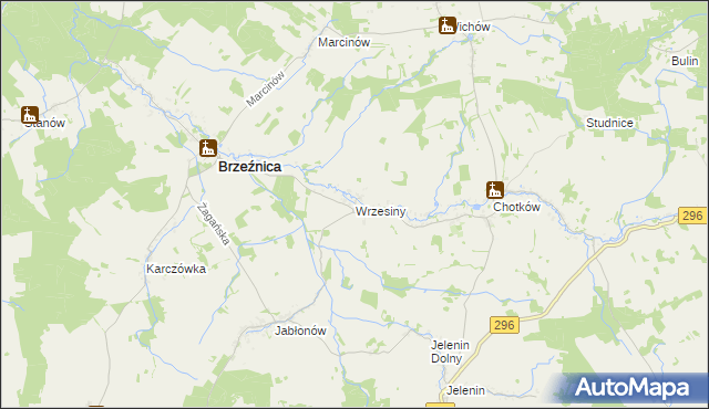 mapa Wrzesiny gmina Brzeźnica, Wrzesiny gmina Brzeźnica na mapie Targeo