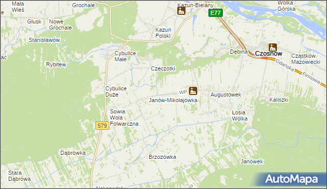 mapa Wrzosówka gmina Czosnów, Wrzosówka gmina Czosnów na mapie Targeo