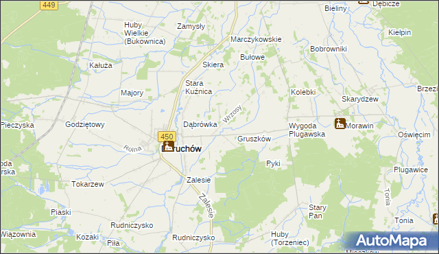 mapa Wrzosy gmina Doruchów, Wrzosy gmina Doruchów na mapie Targeo