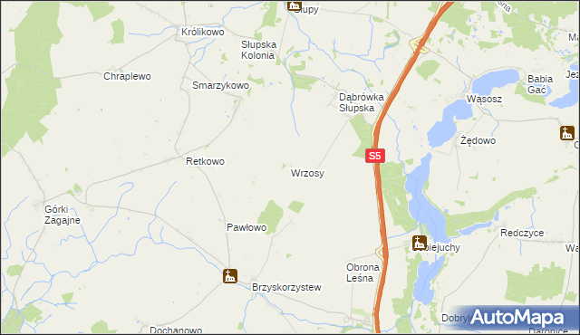 mapa Wrzosy gmina Szubin, Wrzosy gmina Szubin na mapie Targeo