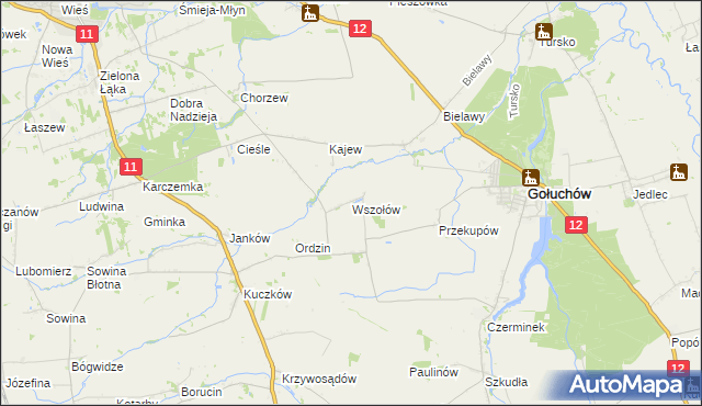 mapa Wszołów, Wszołów na mapie Targeo