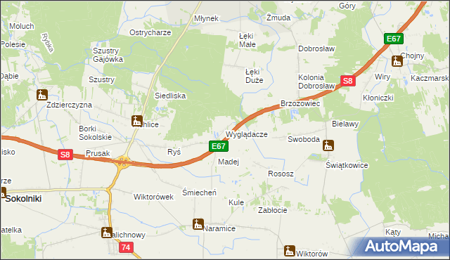 mapa Wyglądacze, Wyglądacze na mapie Targeo