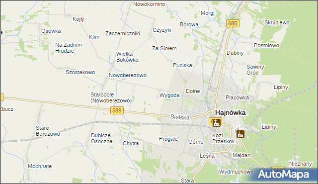 mapa Wygoda gmina Hajnówka, Wygoda gmina Hajnówka na mapie Targeo