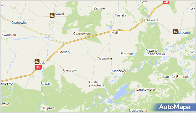 mapa Wymokłe, Wymokłe na mapie Targeo