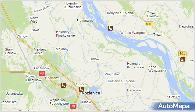 mapa Wymysłów gmina Kozienice, Wymysłów gmina Kozienice na mapie Targeo