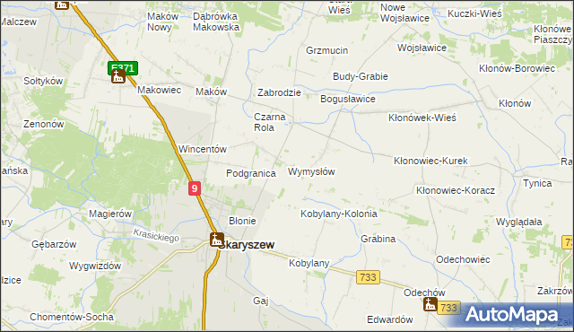 mapa Wymysłów gmina Skaryszew, Wymysłów gmina Skaryszew na mapie Targeo